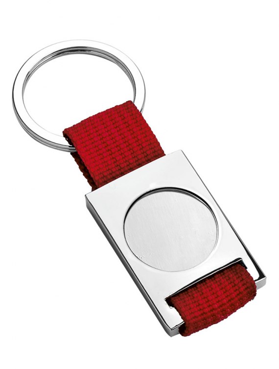KEY CHAIN TEXTILE RED-HOLLOW 25MM
