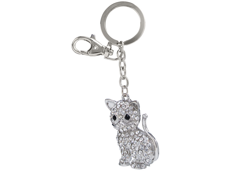 KEYCHAIN KITTEN WITH CRYSTALS - NO BOX