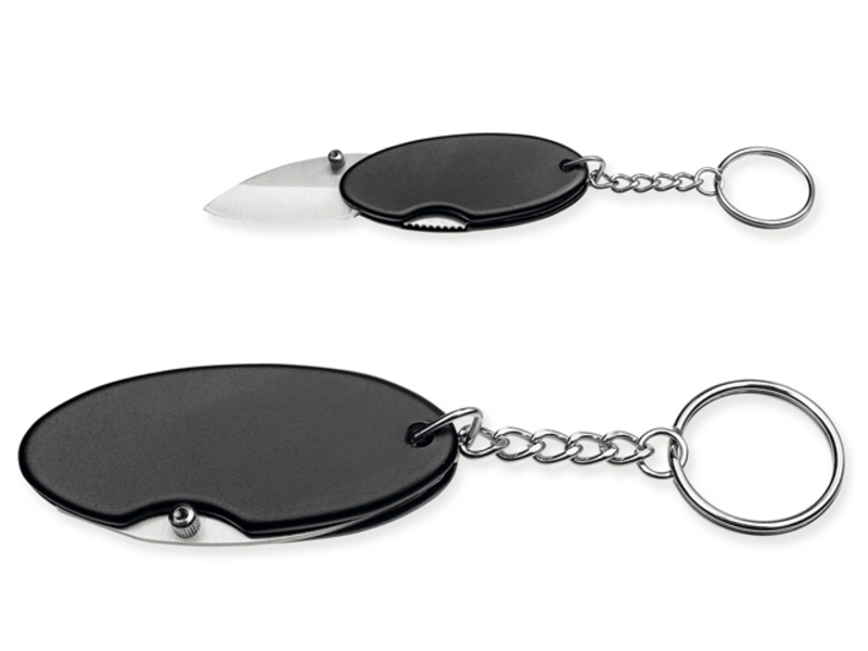 SPIKER metal key ring with pocket knife, Black