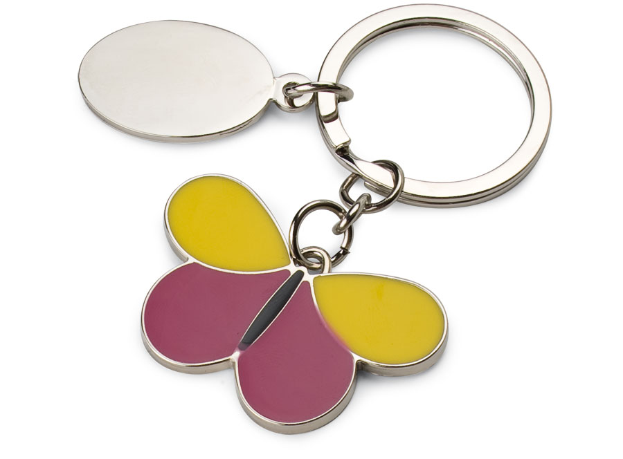 KEYCHAIN BUTTERFLY - YELLOW-PINK
