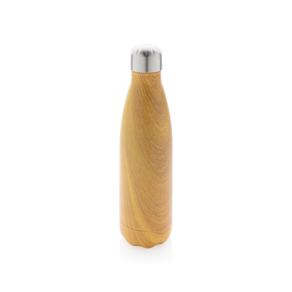 Vacuum insulated stainless steel bottle with wood print