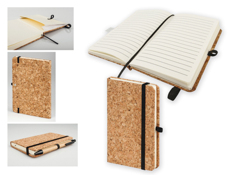ADRA I notepad with cork cover, 90x145 mm, Natural