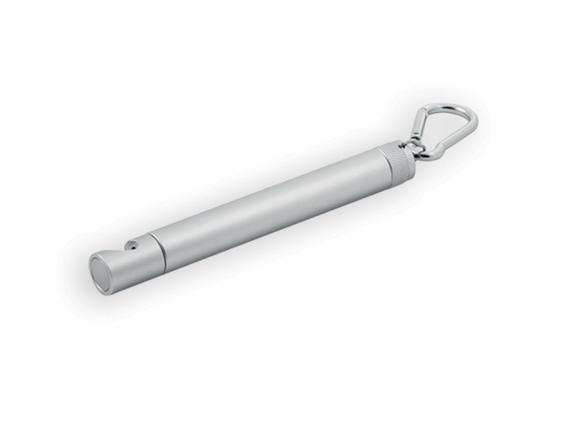 ZACHARY metal COB LED torch with snap-hook, magnet and bottle opener, Satin silver