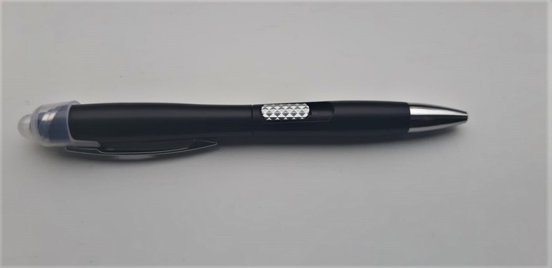 Pen with light and LED logo, black