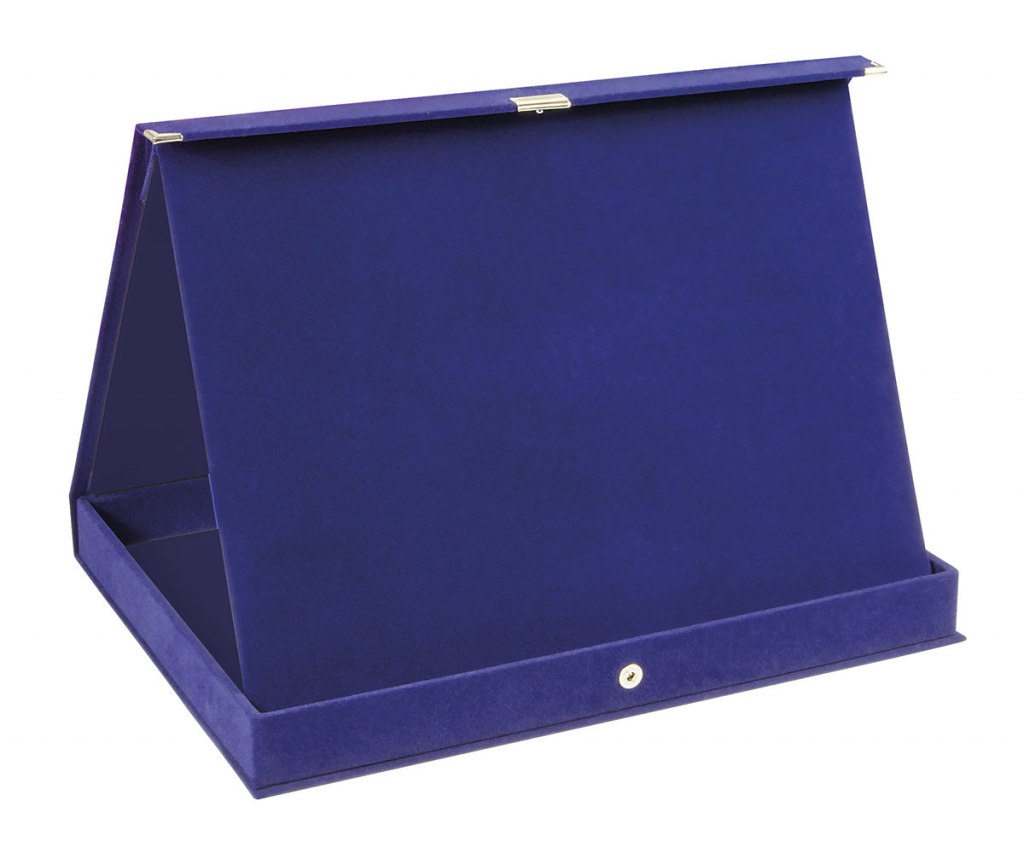 BLUE VELVET PLAQUE BOX  23x19 cm