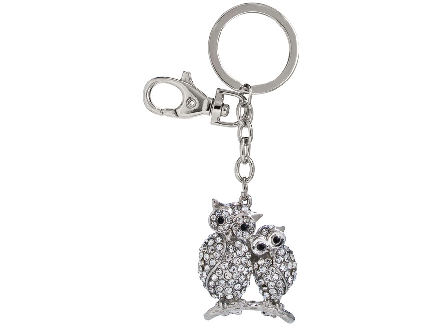 KEYCHAIN OWLS  WITH CRYSTALS - NO BOX