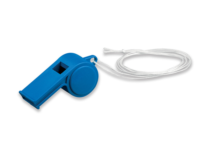 ARBITER plastic whistle with textile lanyard, Blue
