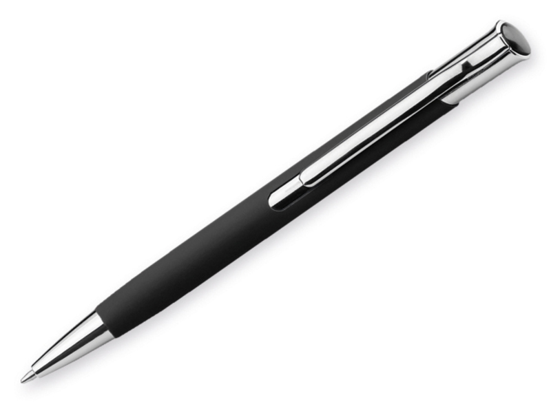 OLAF SOFT metal ball pen with rubberized soft-touch surface, blue refill, Black