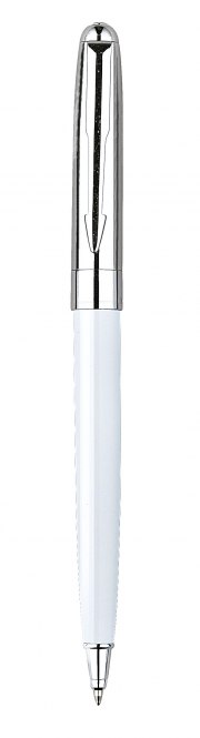 PEN METAL CHROMED/WHITE SHINY