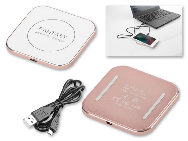 QUADRITA square wireless charger, Light Pink