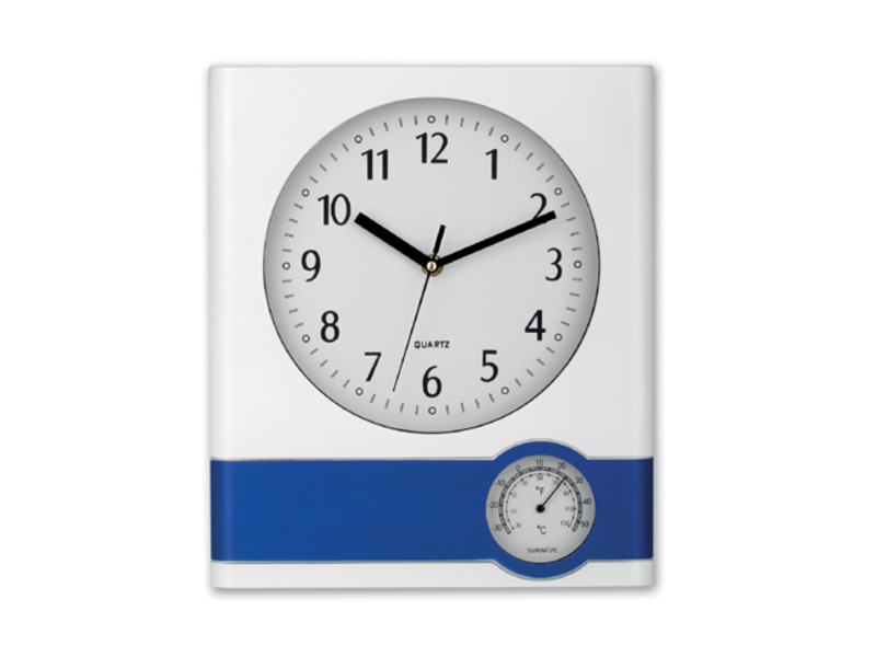 SELINA wall clock with thermometer, Blue