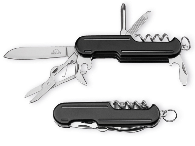 ALVY stainless steel pocket knife, 7 functions, BEAVER, Black