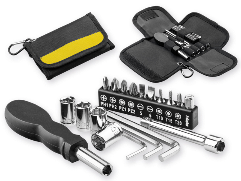 FIXIT metal tool set in polyester case, 19 functions, Yellow