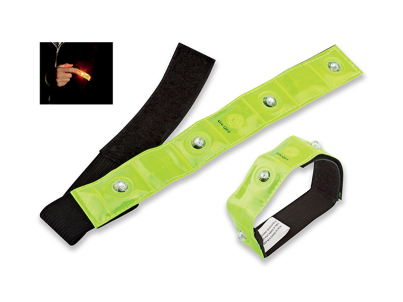 VISIBLE textile reflective arm band with 4 red LED, Hexachrome yellow