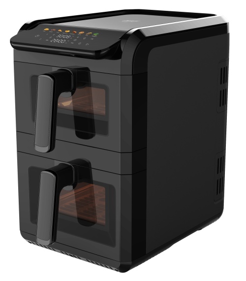 Dual Air Fryer 10L, 2700W Air Fryer with Two Baskets 4L and 6L, Independent Controls, Viewing Windows, LED Display, 8 Programs, 80–200°C