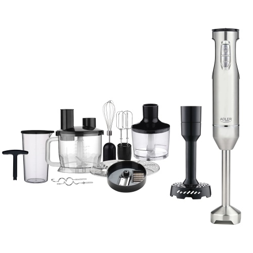 Multifunctional Hand Blender Set, 21 Speeds with Turbo, 1500 ml Food Processor, 860 ml Chopper, Dicing Attachment, Whisk, Dough Hooks, Puree Attachment, 600 ml Cup