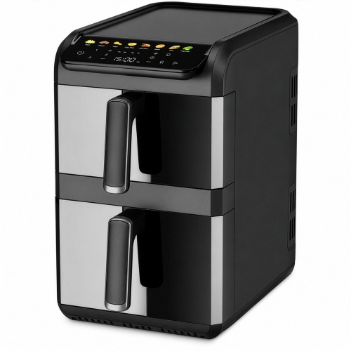 Dual Air Fryer 10L, 2700W, Two Baskets 4L and 6L, Independent Controls, Viewing Windows, LED Display, 8 Programs, 80–200°C