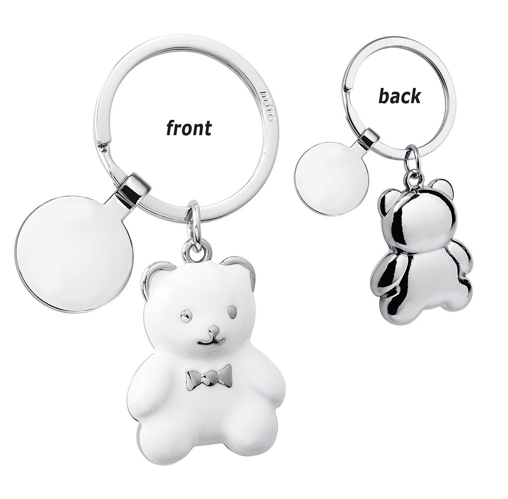 TOKEN WHITE TEDDY BEAR KEY RING