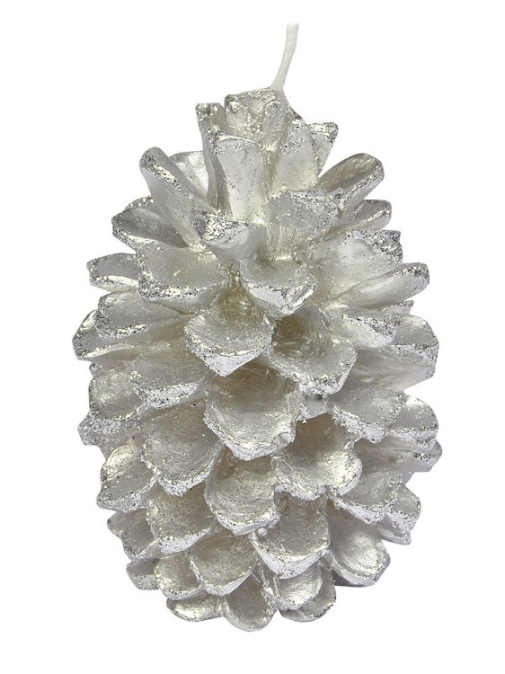 CANDLE GREY CONE WITH GLITTER