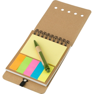 Memo holder, notebook approx. A6, sticky notes and ball pen