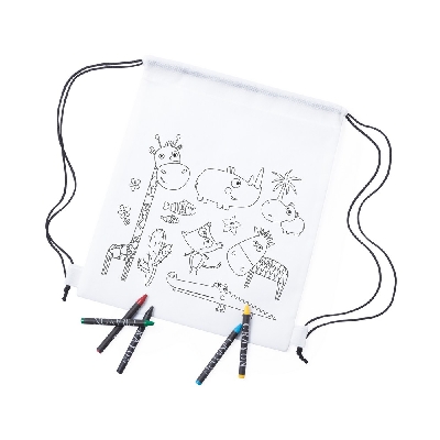 Drawstring bag for colouring, crayons