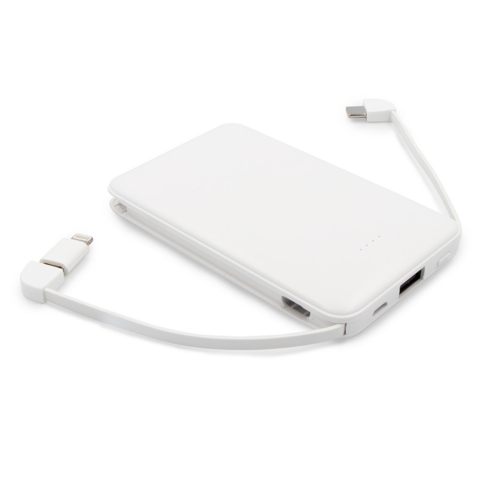 Power bank 5000 mAh with integrated cables, adapter included | Presley