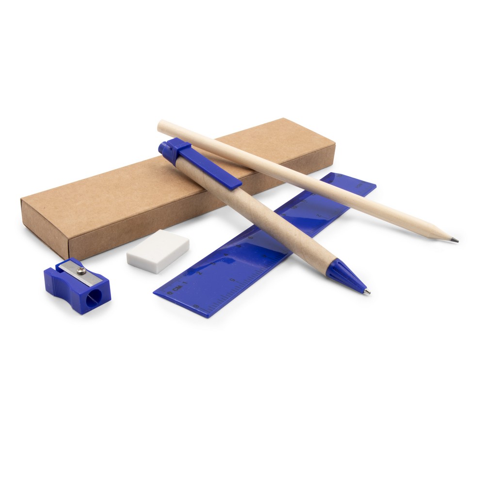 School set, pencil case, pencil, ball pen, ruler, eraser and pencil sharpener | Tobias