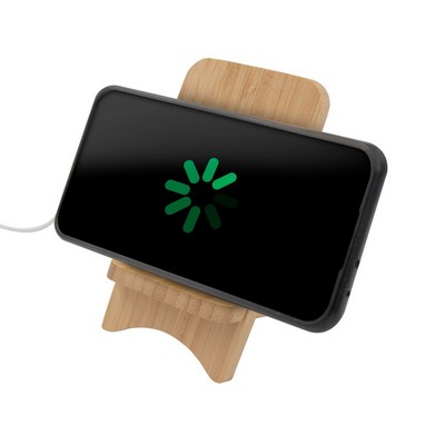 Foldable bamboo wireless charger 10W B'RIGHT, phone stand | Barbra