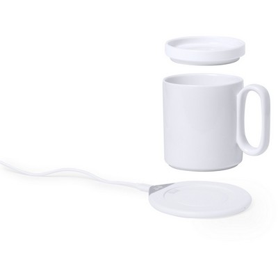 Ceramic mug 350 ml, wireless charger 5W-10W, cup warmer