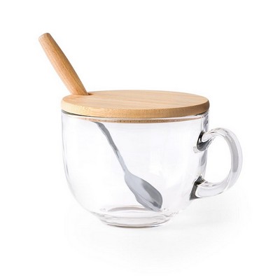 Glass mug 420 ml with spoon