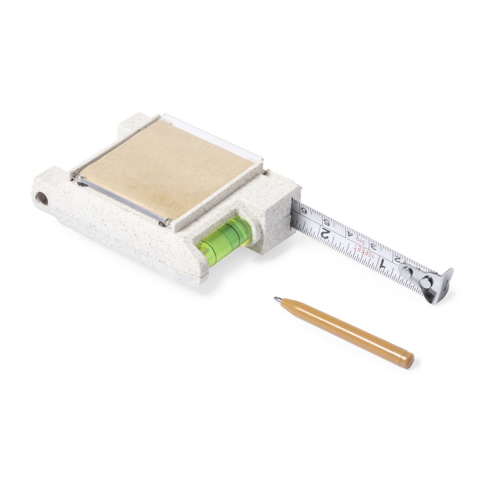 Wheat straw measuring tape 3m, spirit level, memo pad, ball pen