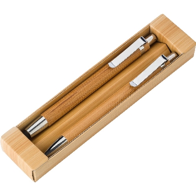 Bamboo writing set, ball pen with touch pen and mechanical pencil
