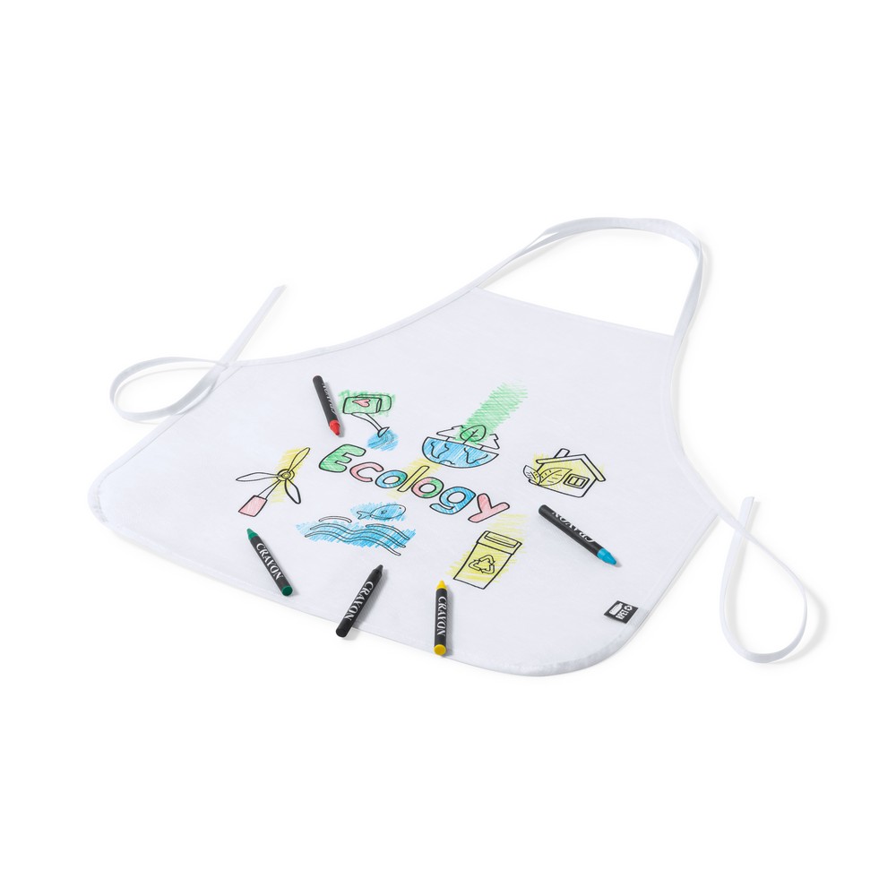 RPET kitchen apron for colouring, crayons