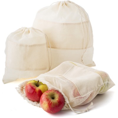 Organic cotton bag for fruits and vegetables, 3 pcs