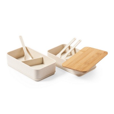 Lunch boxes 2 pcs, 2x700 ml, bamboo lid, cutlery