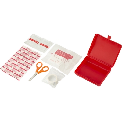 First aid kit in plastic case, 10 pcs