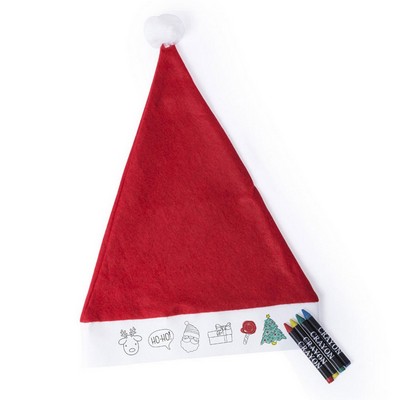Christmas hat for colouring, crayons