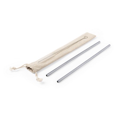 Reusable drinking straw set, 2 pcs with cleaning brush