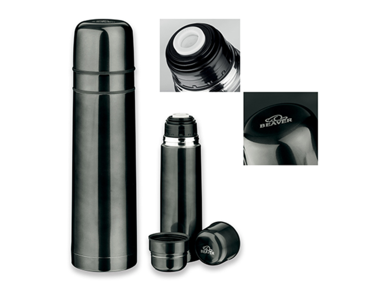 HEAT stainless steel vacuum flasks, 750 ml, BEAVER, Gun metal