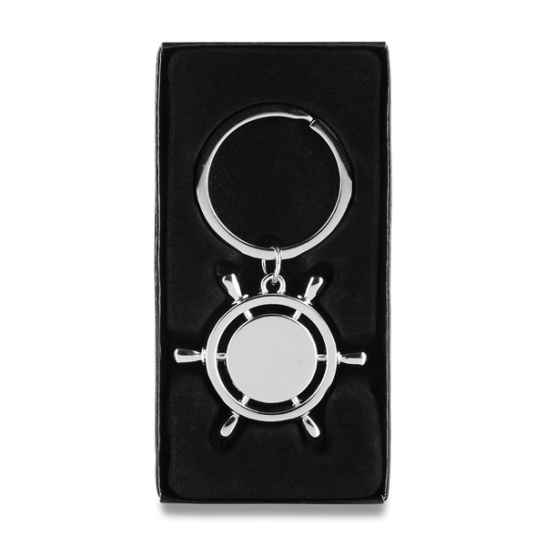 STEERING WHEEL metal key ring,  silver