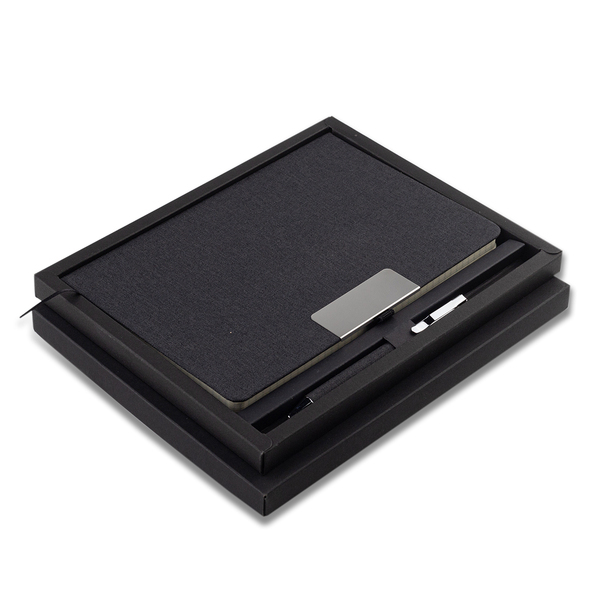 PLATA gift set of notebook and pen, black