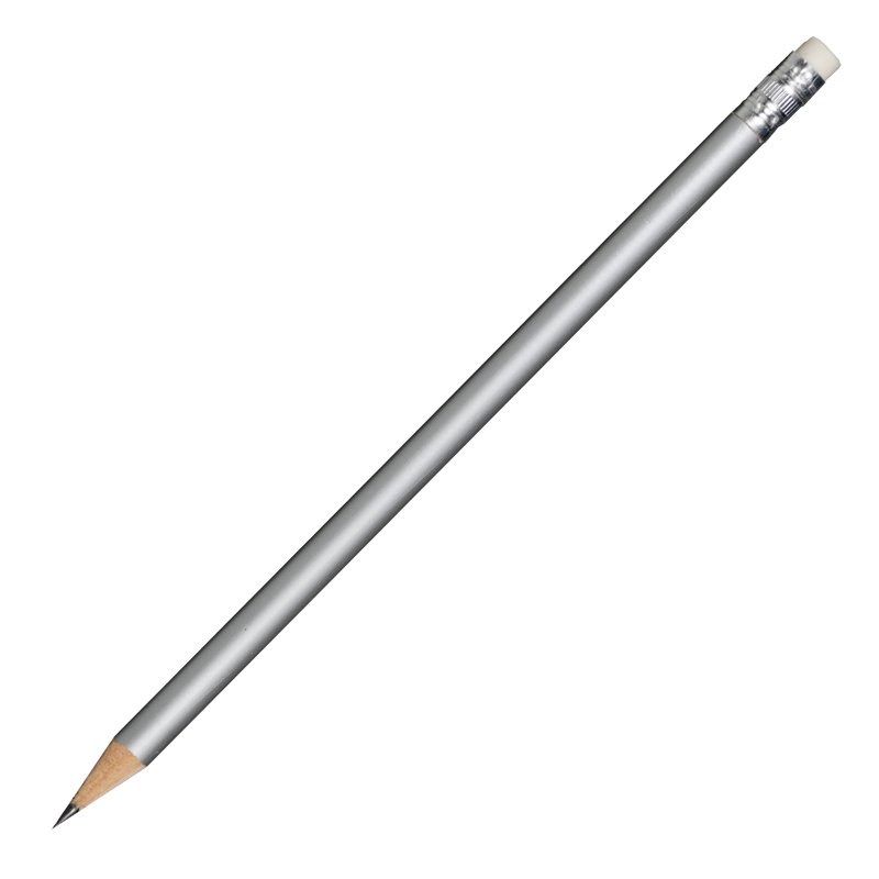 WOODEN METALLIC pencil,  silver