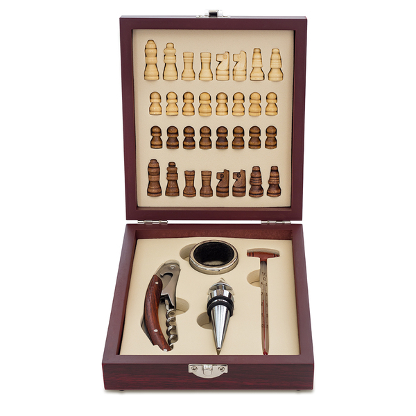 SUBLIME wine set and chess,  brown/silver
