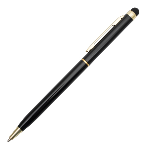 TOUCH TIP GOLD aluminum ballpoint pen with stylus, black