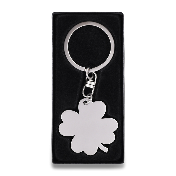 CLOVER metal key ring,  silver