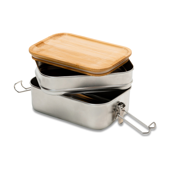 ALCORA double lunch box, silver