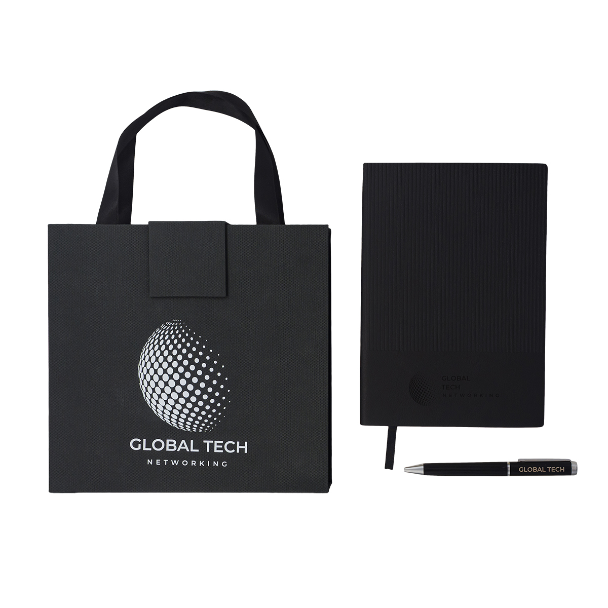 LOVINI gift set of notebook and pen, black