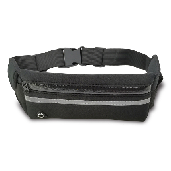 ALLGET water resistant sport waist bag with bottle holder, black