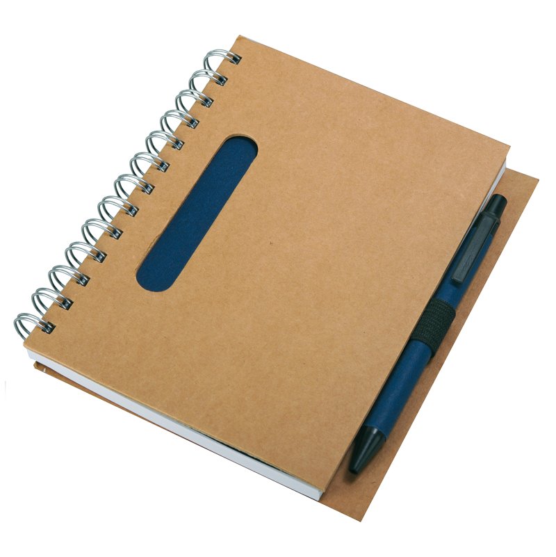 ENVIVO  notebook with clean pages 150x175 / 140 pages with pen,  dark blue/beige