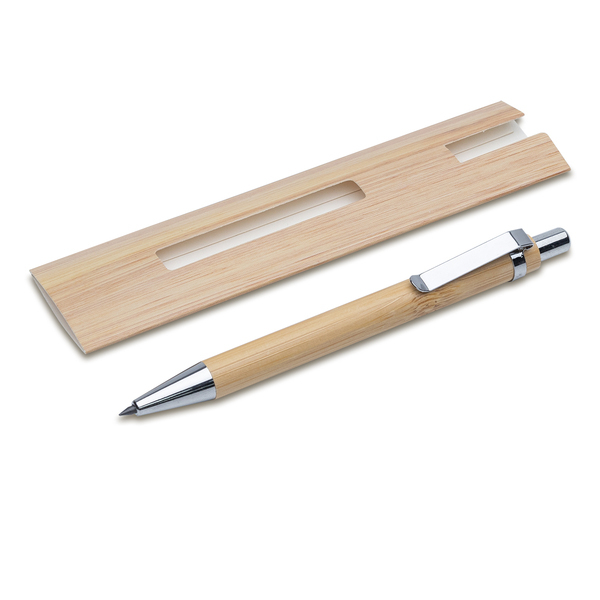 LAKIMUS long-life bamboo pen/pencil in a sleeve, beige